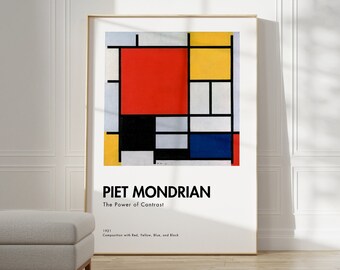 Piet Mondrian Bauhaus Poster - Abstract Bauhaus Mondrian Print | Mid Century Modern | Geometric Poster | Bauhaus exhibition Wall Art