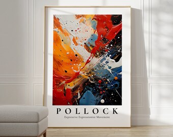 Poster di Jackson Pollock - Decorazione da parete moderna e colorata | Arte da parete alla moda | Arredamento massimalista di Jackson Pollock | Decorazione da parete extra large | Arte astratta