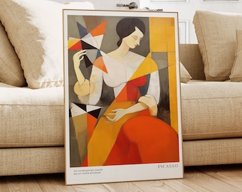 Pablo Picasso Poster, Abstract Vintage Art Print, Minimalist Gift Idea, Famous Artist Print, Gallery Picasso Print, Exhibition Line Art