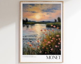 Claude Monet Poster - Mid Century Modern Wall Art for Aesthetic Room Decor | Monet Print as Best Friend Gift | Monet Exhibition Poster