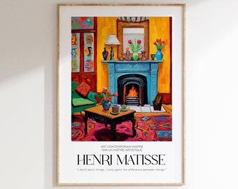 Cartel de Henri Matisse - Impresión estética de Matisse para arte de exposición de galería moderna, arte minimalista de pared neutral, impresión de Matisse