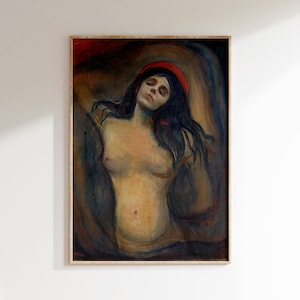 Edvard Munch Madonna Poster, Edvard Munch Print, Affiche d’exposition, décor d’art mural vintage du milieu du siècle, abstrait scandinave moderne
