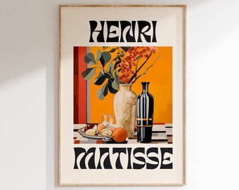 Cartel de Henri Matisse - Arte de exposición de la galería moderna, impresión estética de Matisse, arte minimalista de la pared floral, impresión de Matisse