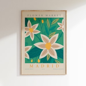 Flower Market Print, Modern Floral Flower Market Poster, Scandinavian Floral Art Print, Colorful Typography Print for Kitchen or Living Room