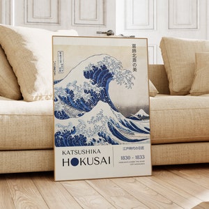 Poster di Katsushika Hokusai - "La grande onda" | Arte murale giapponese per pareti di gallerie, stampa Hokusai come stampa giapponese, poster Japandi