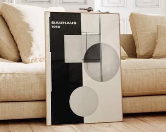 Bauhaus Poster Print - Geometric wall art as Living room Decor, Retro Bauhaus Print, Vintage Gallery exhibition Poster, Abstract Office Art