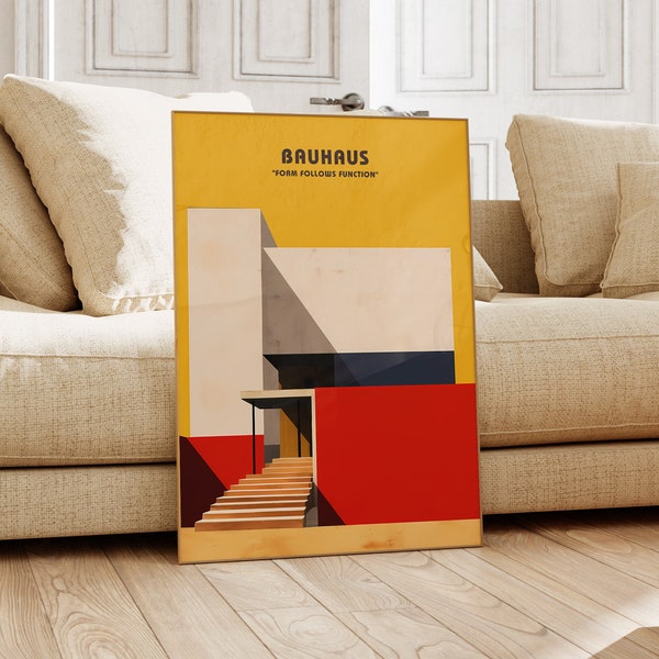 Bauhaus Poster Print - Geometric wall art as Living room Decor, Retro Bauhaus Print, Vintage Gallery exhibition Poster, Abstract Office Art
