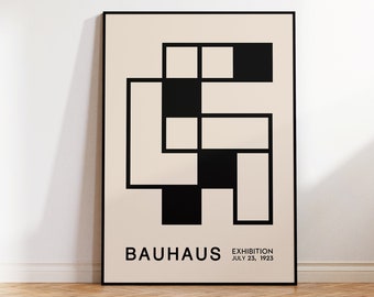 Bauhaus-poster | Abstracte Bauhaus-kunstprint | Geometrische retro poster in Bauhaus-stijl | Bauhaus-tentoonstellingsposter | Japandi-posters