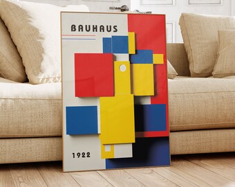 Bauhaus Poster Print - Geometric wall art as Living room Decor, Retro Bauhaus Print, Vintage Gallery exhibition Poster, Abstract Office Art