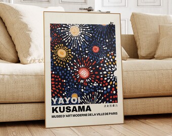 Yayoi Kusama Print - Moderne Poster Wanddeko, Japanische Wandkunst als Abstraktes Yayoi Kusama Poster, Kusama Japanische Gallerie Wandkunst