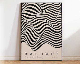 Bauhaus-poster | Abstracte Bauhaus-kunstprint | Geometrische retro poster in Bauhaus-stijl | Bauhaus-tentoonstellingsposter | Japandi-posters
