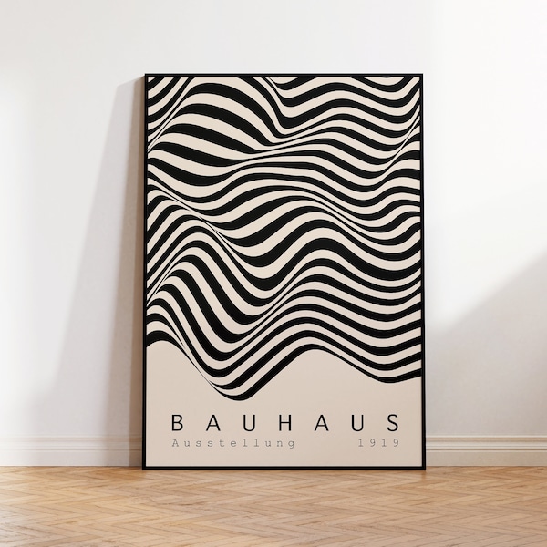 Bauhaus Poster | Abstrakter Bauhaus Kunstdruck | Geometrisches Retro Poster im Bauhaus Stil | Bauhaus Ausstellung Poster | Japandi Poster
