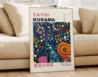 Yayoi Kusama Print - Moderne Poster Wanddeko, Japanische Wandkunst als Abstraktes Yayoi Kusama Poster, Kusama Japanische Gallerie Wandkunst