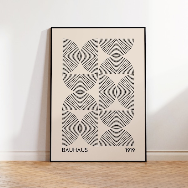 Bauhaus Poster | Abstrakter Bauhaus Kunstdruck | Geometrisches Retro Poster im Bauhaus Stil | Bauhaus Ausstellung Poster | Japandi Poster