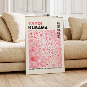 Yayoi Kusama Print - Moderne Poster Wanddeko, Japanische Wandkunst als Abstraktes Yayoi Kusama Poster, Kusama Japanische Gallerie Wandkunst