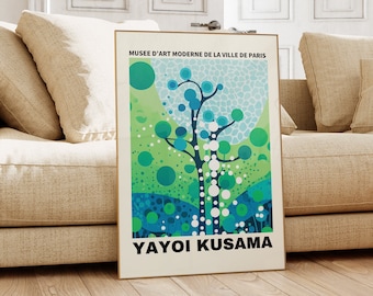 Yayoi Kusama Print - Décoration murale d’affiche moderne, art mural japonais comme affiche abstraite Yayoi Kusama, art mural de la galerie japonaise Kusama