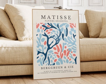 Henri Matisse Print - Aesthetic Matisse Poster for Modern Gallery Exhibition Art, Minimalist Neutral Wall Art, Matisse Cut outs Gift Idea