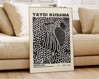Yayoi Kusama Print - Moderne Poster Wanddeko, Japanische Wandkunst als Abstraktes Yayoi Kusama Poster, Kusama Japanische Gallerie Wandkunst