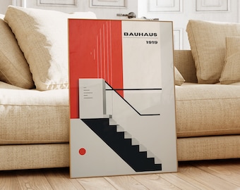 Bauhaus Poster Print - Geometric wall art as Living room Decor, Retro Bauhaus Print, Vintage Gallery exhibition Poster, Abstract Office Art