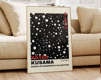 Yayoi Kusama Print - Moderne Poster Wanddeko, Japanische Wandkunst als Abstraktes Yayoi Kusama Poster, Kusama Japanische Gallerie Wandkunst