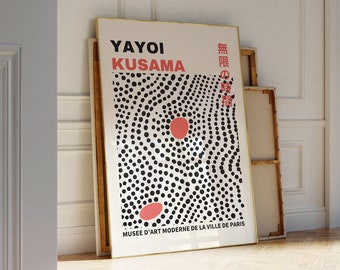 Yayoi Kusama Print - Moderne Poster Wanddeko, Japanische Wandkunst als Abstraktes Yayoi Kusama Poster, Kusama Japanische Gallerie Wandkunst