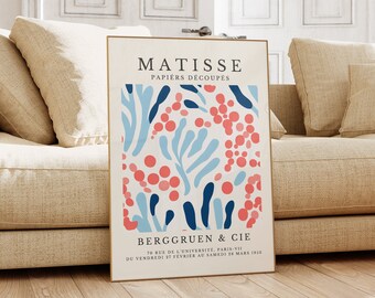 Henri Matisse Print - Aesthetic Matisse Poster for Modern Gallery Exhibition Art, Minimalist Neutral Wall Art, Matisse Cut outs Gift Idea