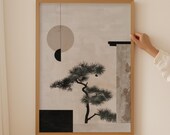 Japanese Art Bonsai Tree Poster, Mid Century Modern Geometric Bauhaus  Print, Japandi Style Vintage Prints, Muted Aesthetic Office Posters - Etsy  New Zealand