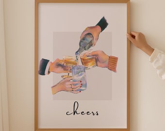 Retro cocktailtryck, barköksskyltar med cocktailväggkonst, signaturdrink i barvagn, barvagnstillbehör med alkoholposter