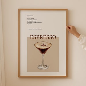 Espresso Martini Art, Bar Wall Art Kitchen Prints, Bar Sign Art Deco Poster, Bar Signs Gallery Wall Hanging, Bar Cart Decor