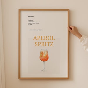 Impression Aperol Spritz, Art mural de cocktails Signature Drinks, Impressions d'alcool de menu de bar moderne, Galerie d'impression d'art de cuisine à suspendre au mur