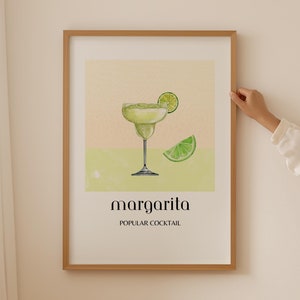 Bar Drink Menu Sign, Signature Cocktails Margarita Print, Bar Art Kitchen Prints, Cocktail Menu Bar Cart Print, Kitchen Wall Decor