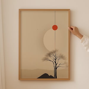 Japanese Wall Art, Abstract Art Print Japandi Style Vintage Poster, Mountain Art Scandinavian Decor, Zen Chic Wabi Sabi Antiques Prints
