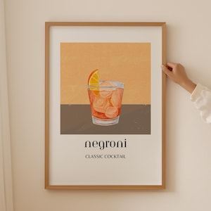 Negroni Print, Bar Cart Prints Retro Decor, Signature Drinks Cocktail Menu, Alcohol Wall Art, Trendy Artwork Gallery Wall Hangings