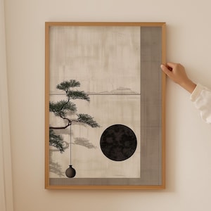 Vintage Stijl Geometrische Wandkunst, Trendy Japanse Aziatische Art Deco, Moderne Gedempte Zen Kunstwerken, Japanse Print Home Office Decor