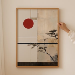 Japanese Architecture Optical Illusion, Japandi Wall Art Wabi Sabi, Bauhaus Geometric Design Print, Minimalist Scandinavian Decor