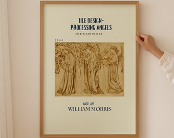 William Morris Poster - Angel Astrology: French Decor, Victorian Interior, Medieval Watercolor Art, Ideal for Home Decor, Religous gift