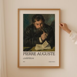 Claude Monet Print de Pierre August, Reading Monet Wall Art, Monet Exhibition Poster, vintage Artwork, vintage Portrait Painting, Male Gift