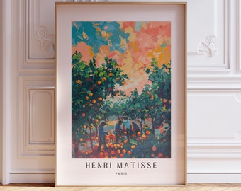 Henri Matisse Inspired Print with Frame, Artful Matisse Framed Poster, Matisse Art Print Livingroom Wall Art, Gallery Wall, Printed Matisse