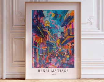 Henri Matisse Inspired Print with Frame, Artful Matisse Framed Poster, Matisse Art Print Livingroom Wall Art, Gallery Wall, Printed Matisse