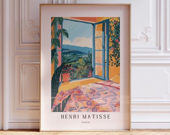 Henri Matisse Inspired Print with Frame, Artful Matisse Framed Poster, Matisse Art Print Livingroom Wall Art, Gallery Wall, Printed Matisse