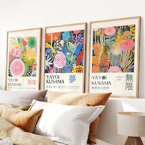 Yayoi Kusama 3 Teiliges Poster Set - Japanese Poster, Japanese Wall Art,  Kusama Inspirierte Kunst, 3 Teilige Wandkunst, Yayoi Kusama Print