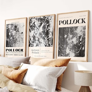 3 Teiliges Jackson Pollock Poster Set - Trendy Wandkunst Set, Jackson Pollock 3er Druck Set, Pollock Abstraktes Poster Set, Pollock Print