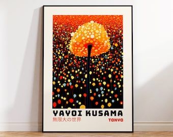 Yayoi Kusama Poster - Abstract Yayoi Kusama Print, Japandi Art, Japanse Wall Art - Geïnspireerd door Yayoi Kusama Japandi Wall Art