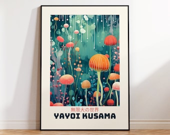 Yayoi Kusama Poster - Abstract Yayoi Kusama Print, Japandi Art, Japanese Wall Art - Inspired by Yayoi Kusama Japandi Wall Art