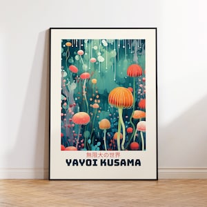Poster Yayoi Kusama - Stampa astratta Yayoi Kusama, Arte Japandi, Arte murale giapponese - Ispirato da Yayoi Kusama Japandi Wall Art