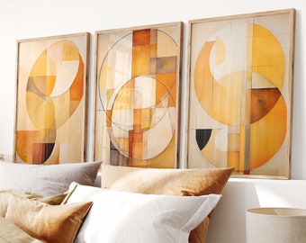 Set van 3 abstracte posters, kleurrijke muurkunstset, geometrische galerijprint, 3 paneelmuurkunst, 3-delige abstracte posterset
