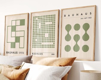3 Piece Bauhaus Poster Set - Aesthetic Room Decor As Geometric Wall Art, 3 Piece Wall Art Bauhaus Print, Abstract Room Decor Poster Set
