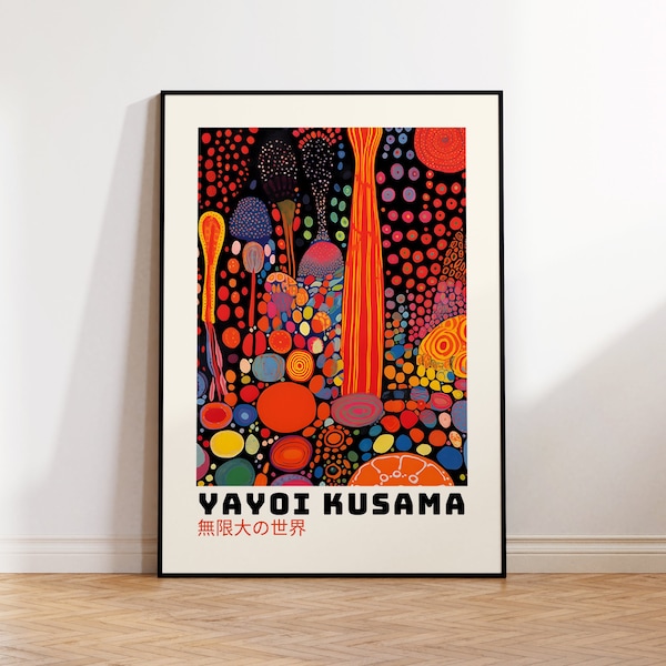 Yayoi Kusama Poster - Abstract Yayoi Kusama Print, Japandi Art, Japanese Wall Art - Inspired by Yayoi Kusama Japandi Wall Art
