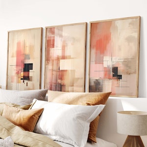 Set of 3 Abstract Wall Prints, Colorful Wall Art Set, Geometric Gallery Wall Poster, 3 Piece Wall Art, Abstract Above Bed Decor Wall Art Set