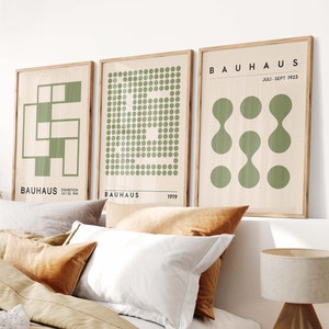 3 Piece Bauhaus Poster Set - Aesthetic Room Decor As Geometric Wall Art, 3 Piece Wall Art Bauhaus Print, Abstract Room Decor Poster Set